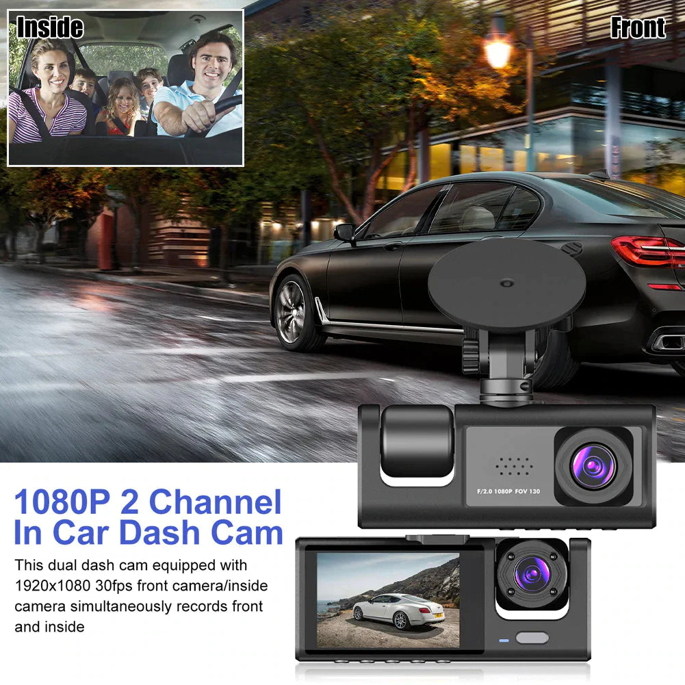 Car Dual-Lens Dash Cam:[HD 1080P][Front/Rear/Inside] Video RecordingCamera G-Sensor