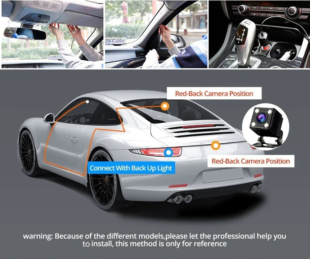 Car Dual-Lens Dash Cam:[HD 1080P][Front/Rear/Inside] Video RecordingCamera G-Sensor